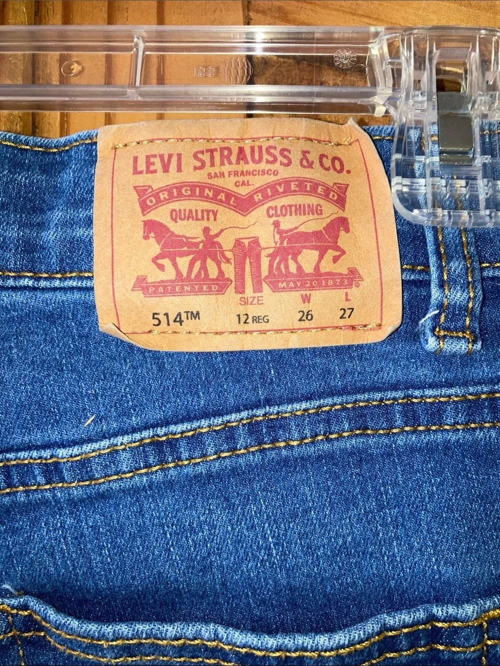Boys Levi’s 514 blue jeans size 12 (26X27)